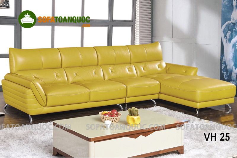 bộ ghế sofa màu vàng chanh da công nghiệp
