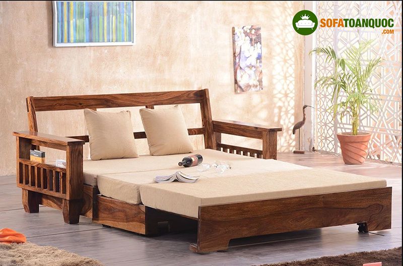ghế sofa giường từ gỗ sồi