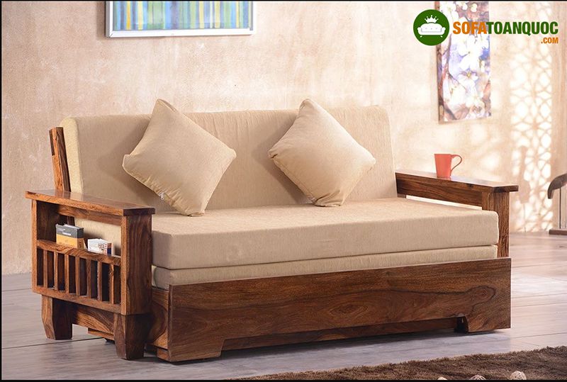 ghế sofa giường làm từ gỗ sồi