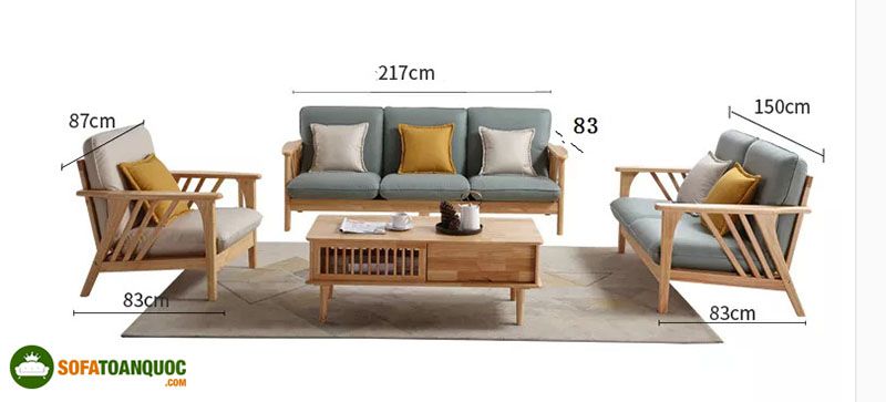 bộ bàn ghế sofa gỗ cao su