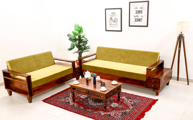 2 ghế sofa gỗ đệm da đẹp