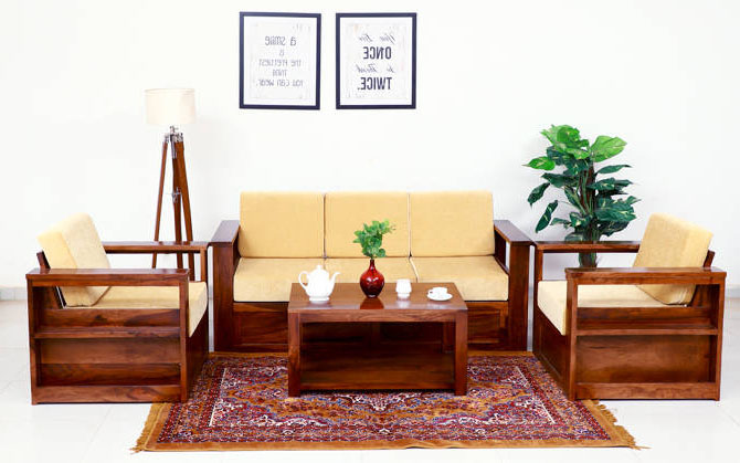 bộ ghế sofa gỗ kết hợp nệm