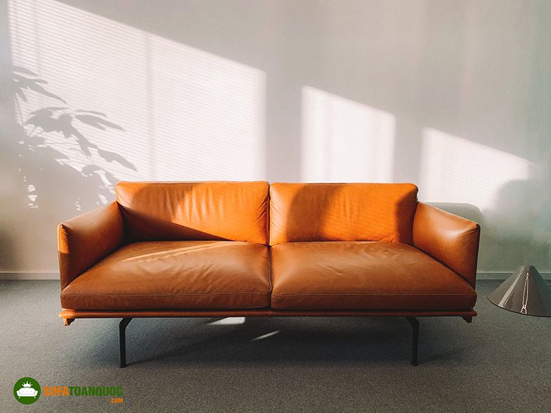 sofa da màu cam bền đẹp