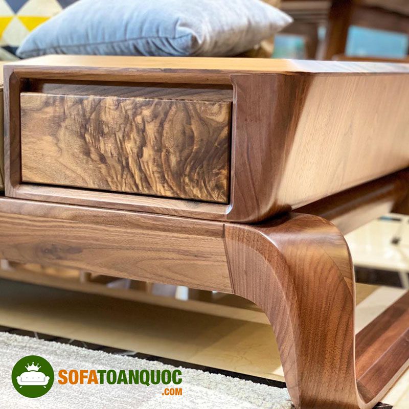 sofa gỗ sồi sơn màu gỗ óc chó