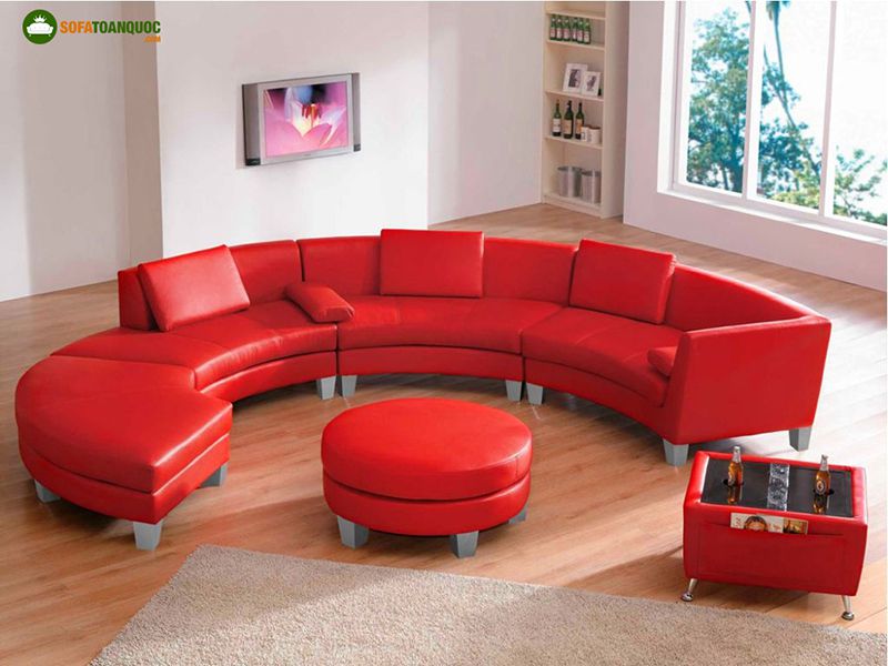 sofa màu đỏ đẹp cong chữ C