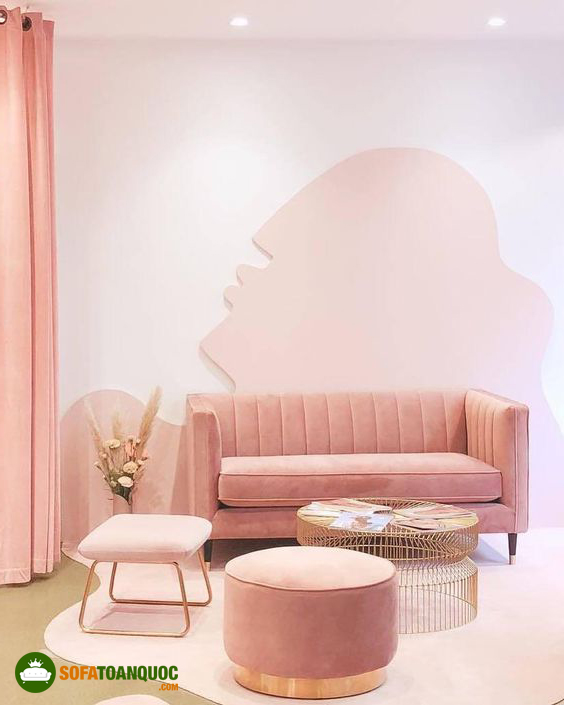 ghế sofa màu hồng văng dài
