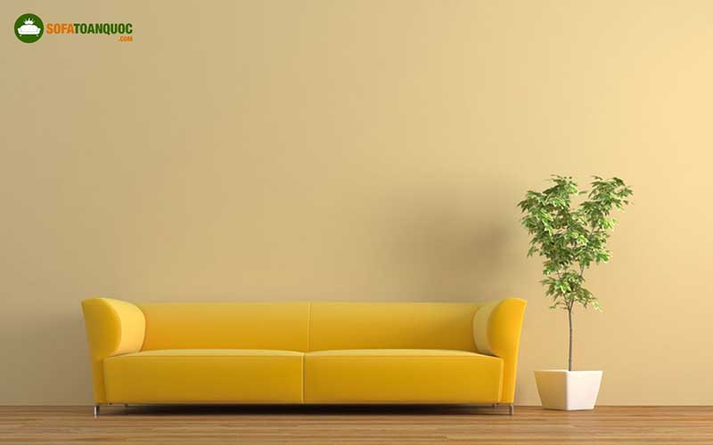 tường màu vàng chọn sofa màu vàng mệnh Kim