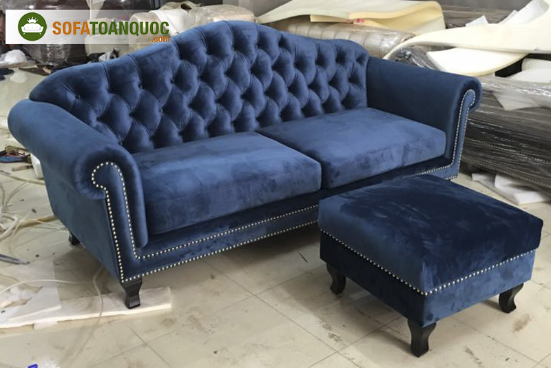sofa văng màu xanh bọc vải giá 10 triệu