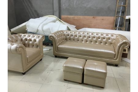 Mẫu sofa kiểu truyền thống cổ điển bọc da mã 168